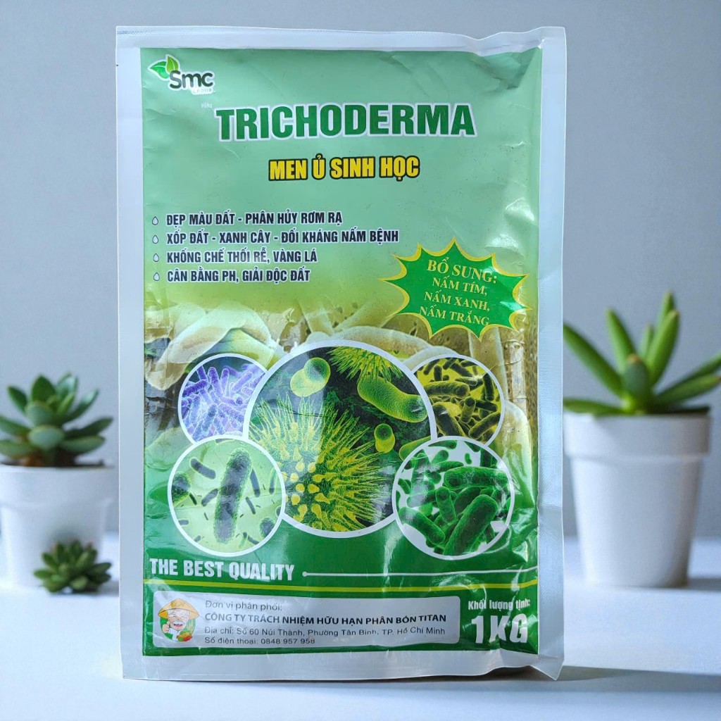 Trichoderma Bacillus 1kg; Ủ phân chuồng, rơm rạ, đối kháng nấm bệnh, cải tạo đất, cân bằng pH đất tricho túi 1kg