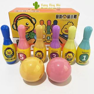  Bộ đồ chơi Bolling chủ đề vịt vàng cho bé gồm 6 chai bolling và 2 bóng ném Xương Rồng Nhỏ 
