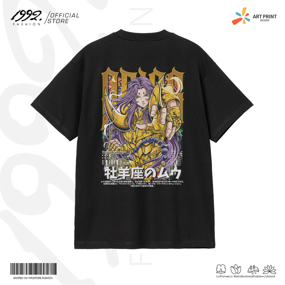 Áo thun Unisex Saint Seiya Gold Saint ARIES Cotton 100% ngắn tay