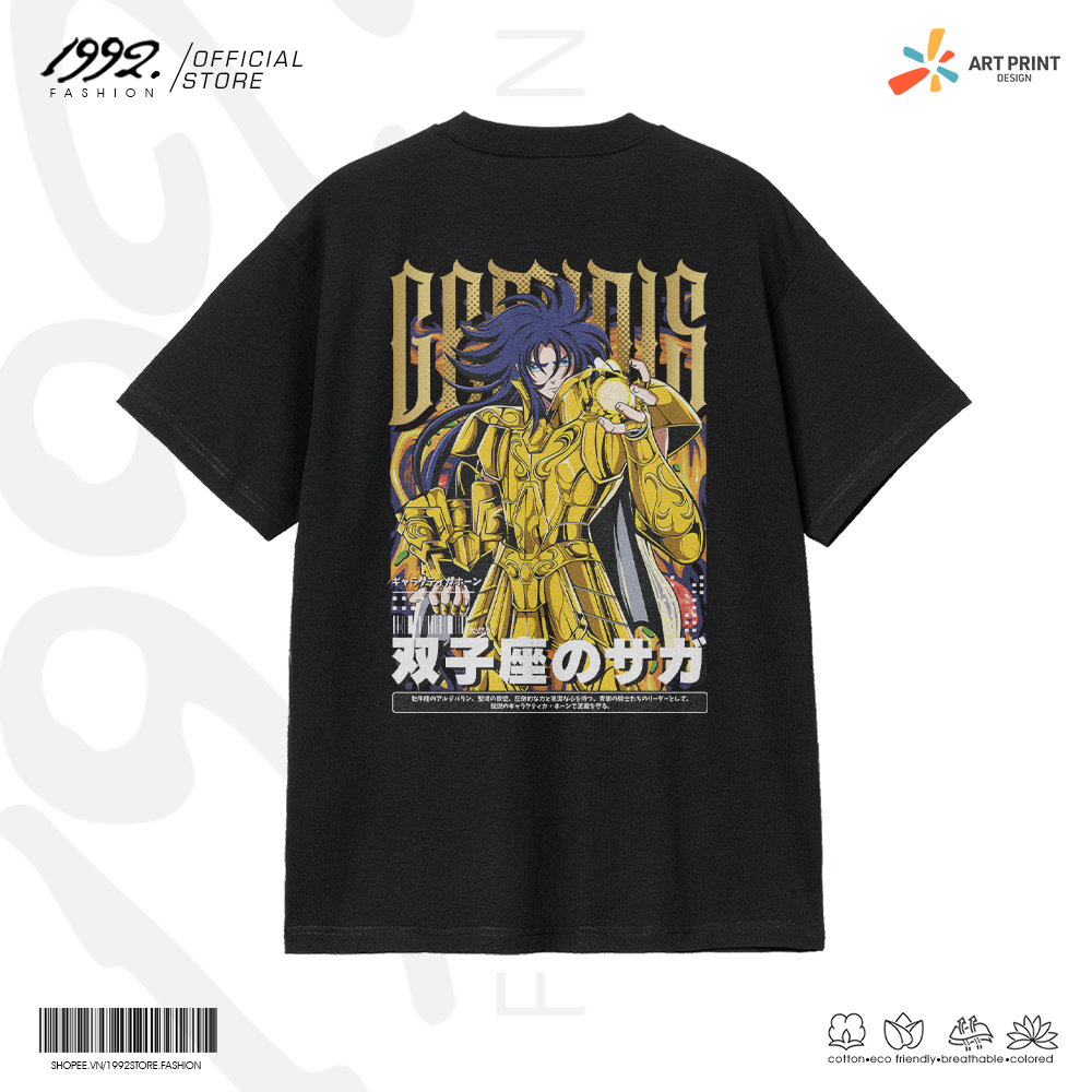 Áo thun Unisex Saint Seiya Gold Saint GEMINI Cotton 100% ngắn tay