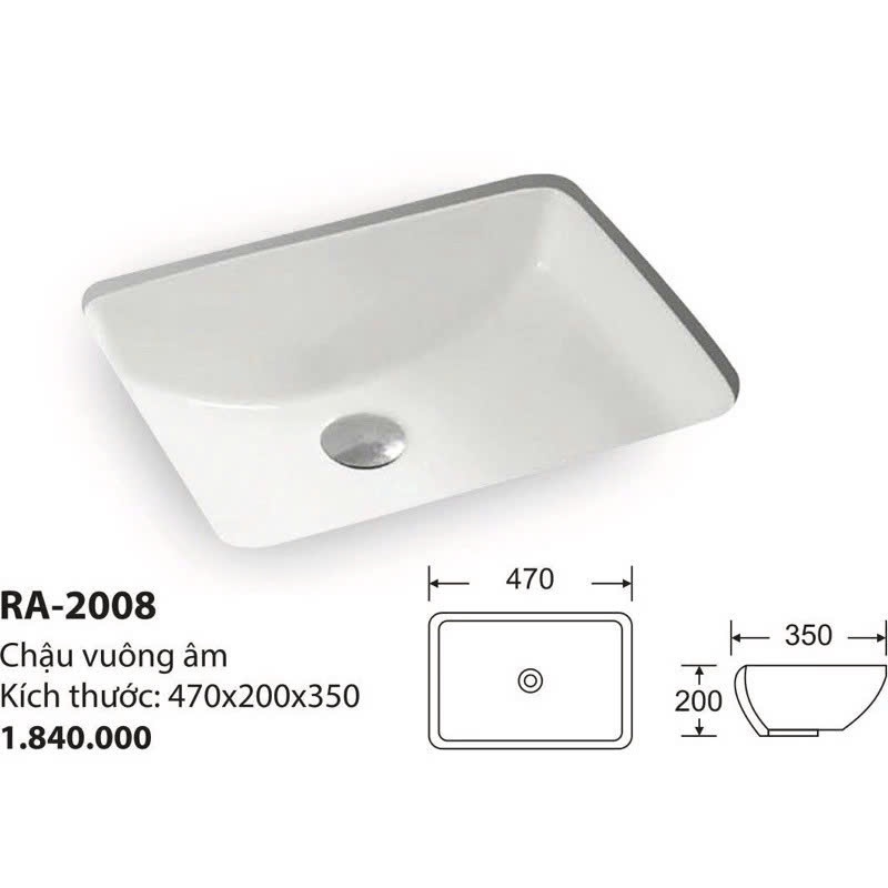 Chậu lavabo rửa mặt âm bàn đá kt 47x35cm và 51x38cm