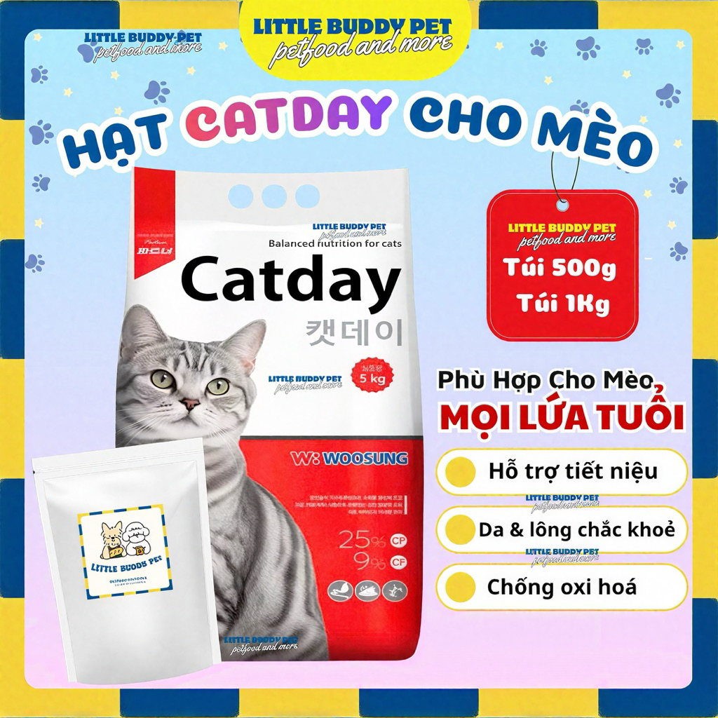[Túi chiết] Hạt dinh dưỡng cho mèo CATDAY - hồng sâm tăng đề kháng, không chất bảo quản, mèo khỏe mạ