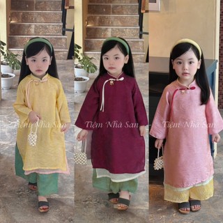  Áo Dài 4 Tà Cho Mẹ Và Bé - Tiệm Nhà San Chất Liệu Tơ Ánh Kim Cao Cấp Tặng Bờm Và Dây Ngọc Trai 