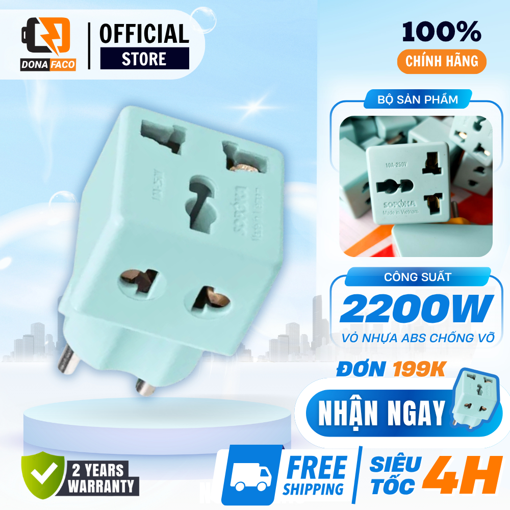 Ổ chia điện chuyển 3 chấu sang 2 chấu P15 SOPOKA chịu nhiệt chống quá tải