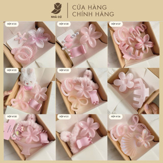   MÀU HỒNG  Hộp Quà Tặng Kẹp Tóc Nữ NHÀ CÚ Cài Tóc Hoa Nơ Gấu Bông Kèm Giấy Lót Đẹp Tặng Bạn Gái Sinh Nhật 8 3 20 10 