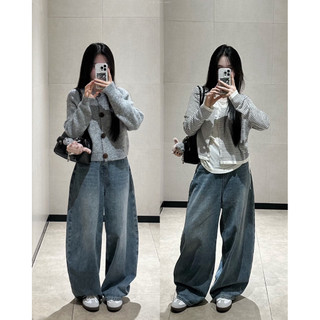   Steezy  Quần bò jeans trơn ống phồng to rộng form dài quần bò ống rộng cho nữ phong cách Hàn Quốc - QB6026 