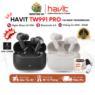  Tai Nghe TWS HAVIT SPACE NC01T Model TW991 Pro Chống Ồn ANC -45dB 4 MIC Khử Ồn ENC Bluetooth 6.0 