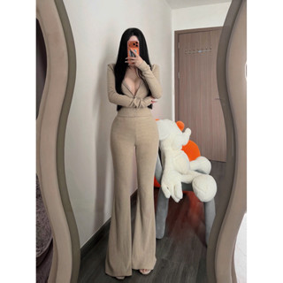   SẴN SHIP Sét len tăm kéo khoá có mũ kèm quần bó ống loe sét 2 màu dáng ôm eo sét tôn dáng đi chơi đi dạo sang chảnh S10 