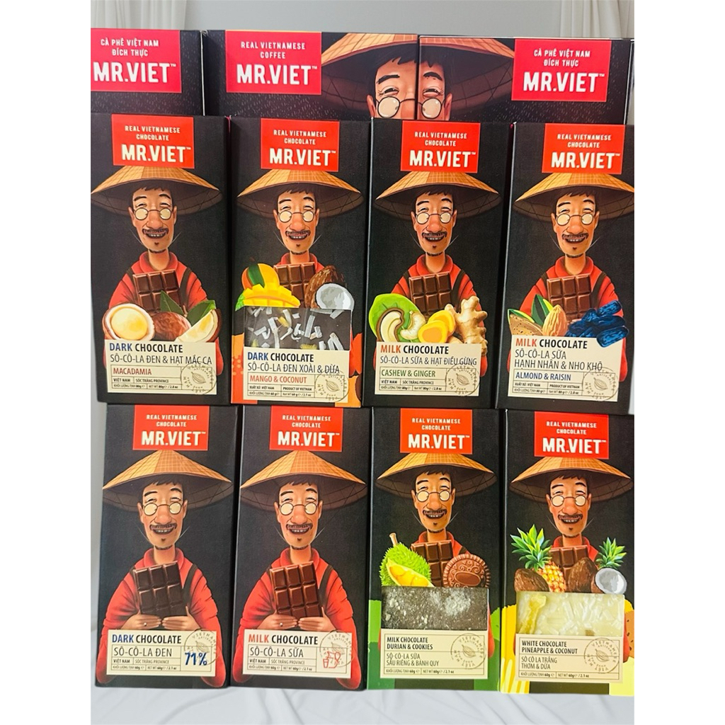Socola Thanh Mr.Việt Chocolate Đen/Matcha Thanh Long/Sầu Riêng/Xoài/Dừa Mr Việt Coffee