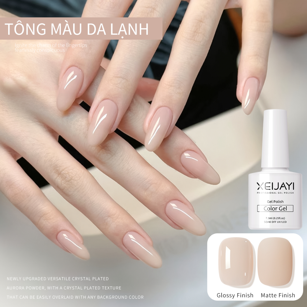 XEIJAYI 7.3ml Sơn móng tay dạng gel màu da băng mới bền màu lâu trôi thích hợp cho tiệm làm móng