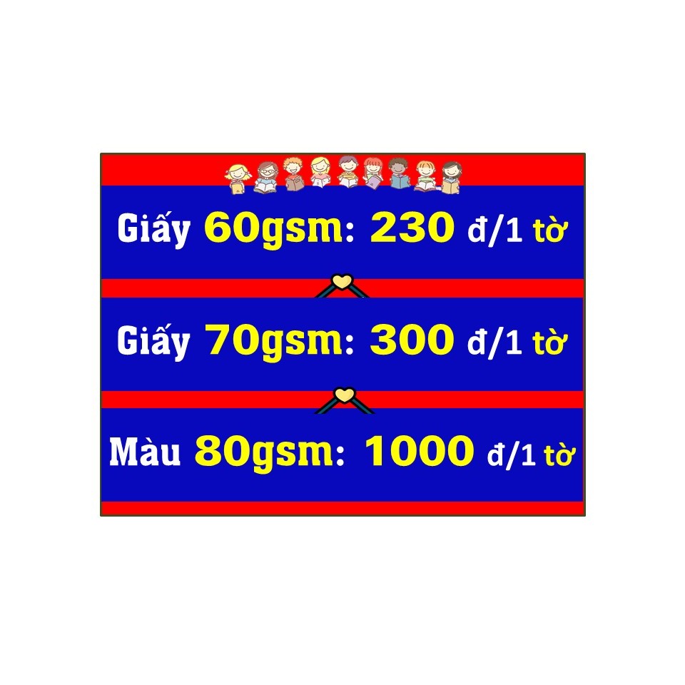 Giấy A4 cho học sinh - ĐẶT THEO YÊU CẦU