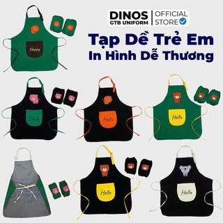 Tạp Dề Trẻ Em Dinos In Hình Dễ Thương Kèm Bao Tay - Dùng Khi Nấu Ăn, Vẽ Tranh
