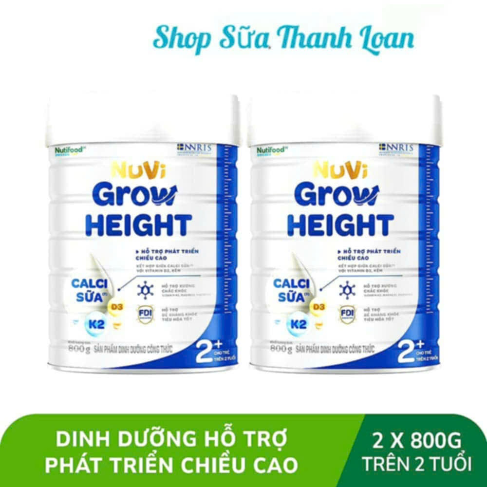 (HSD T10-2027) (Mẫu Mới Có Tích Điểm) COMBO 2 LON Sữa Bột Nutifood Nuvi Grow 2+ 800g.