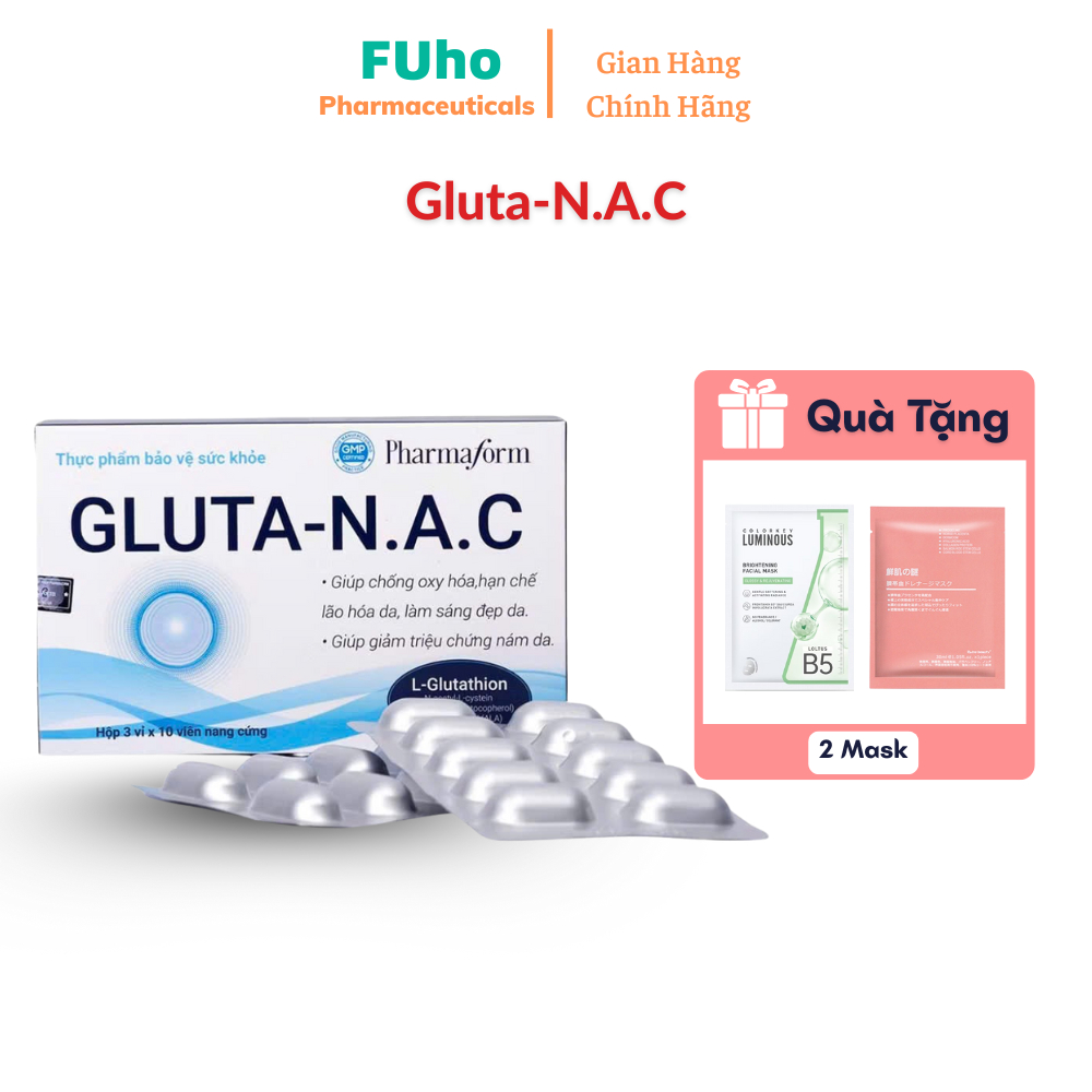 Viên uống sáng da Gluta- N.A.C Pharmaform giúp trắng da, mờ nám, ngừa lão hoá hộp 30 viên