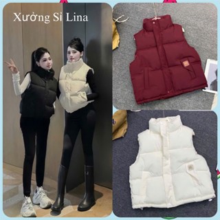  Áo phao gile nữ túi chữ M dáng ngắn croptop trẻ trung 4 màu xinh xắn 