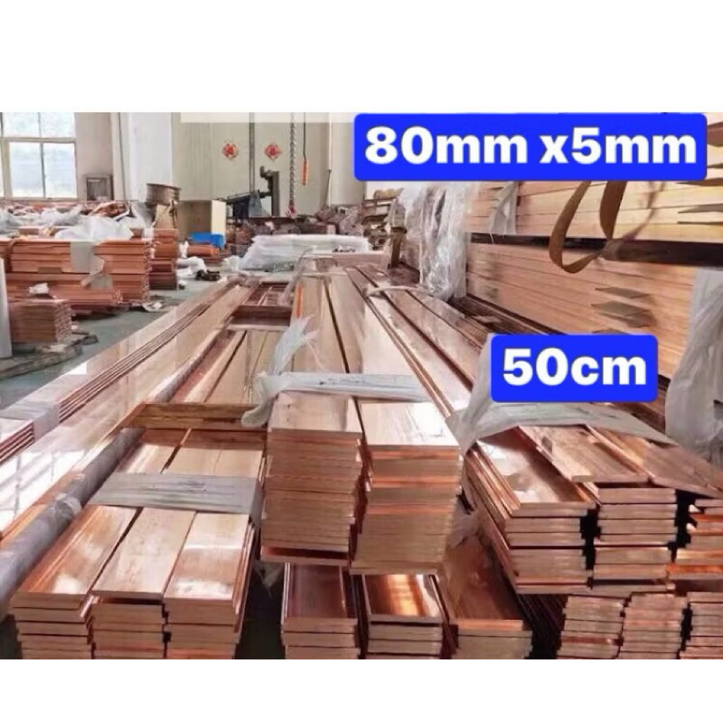 Đồng thanh cái ;đồng đỏ thanh bản 80mm x 5mm(80x5) dài 50cm