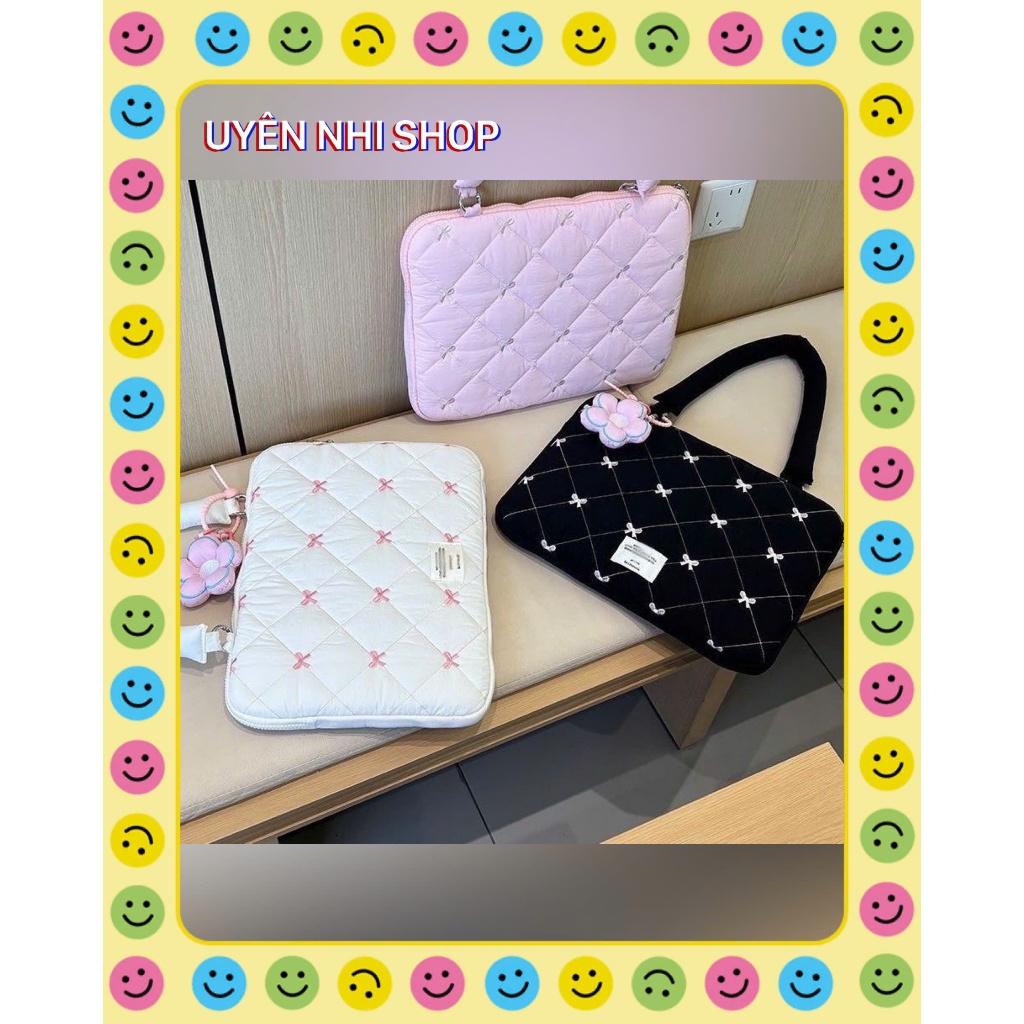 [RẺ VÔ ĐỊCH] Túi xách đựng lap top phao nơ kích thước 40x30cm bông mềm mịn siêu xinh