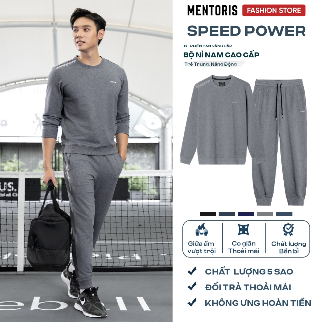  Bộ Nỉ Nam Cao Cấp MENTORIS Bộ Đồ Nam Thu Đông Dày Dặn,Giữ Ấm Tốt Không Bai Không Xù MBN01 