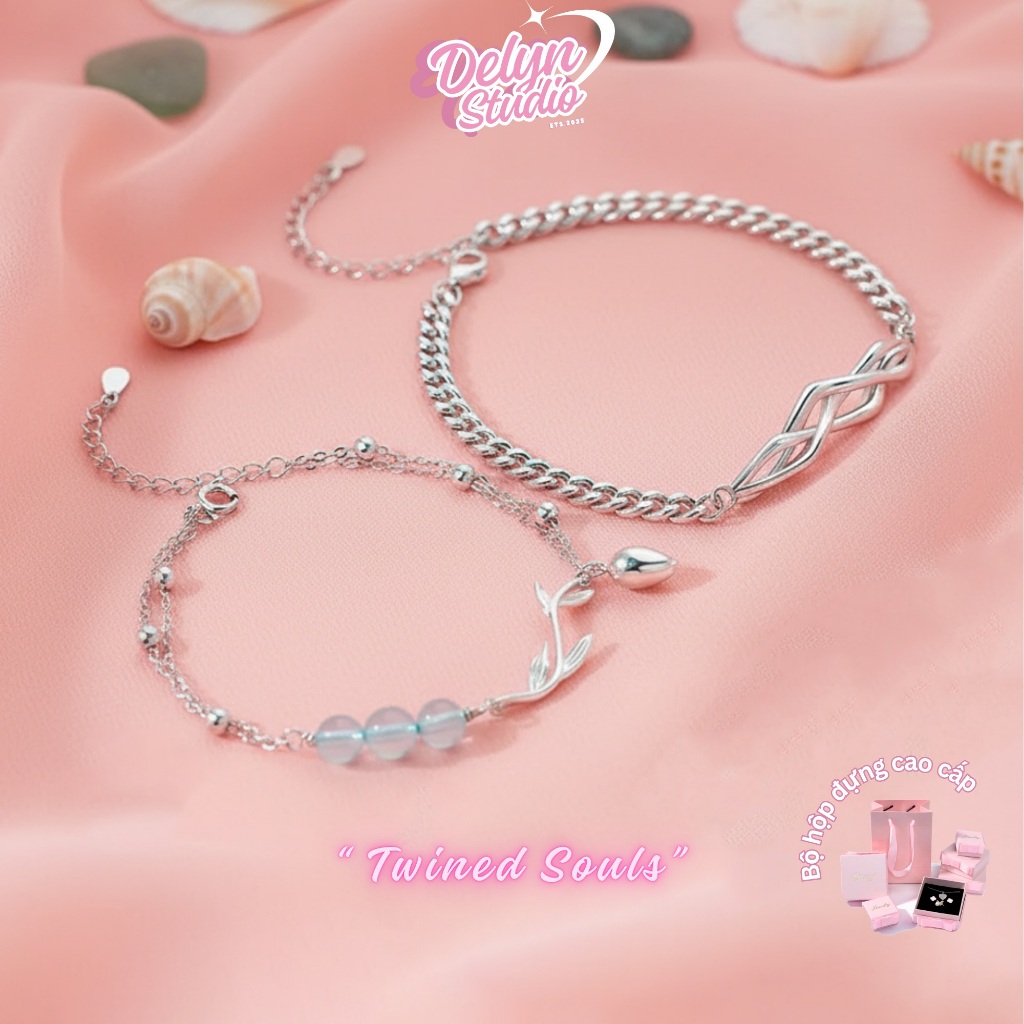 [Quà 8/3] Vòng Tay Đôi "Twined Souls" Titanium Lắc Tay Không Gỉ Tặng Người Yêu Delyn.Studio-M3F4