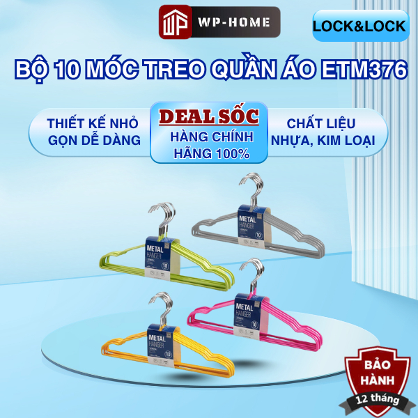 Bộ 10 móc treo quần áo ETM376 - Lock&Lock - Hàng Chính Hãng 100%