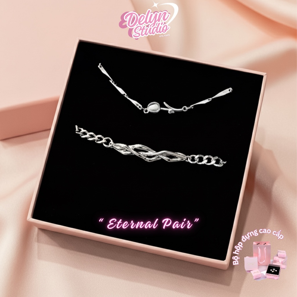 [Quà 8/3] Vòng Tay Đôi "Eternal Pair" Titanium Không Gỉ Lắc Tay Tặng Người Yêu Charm Hoa Tulip- M3F8