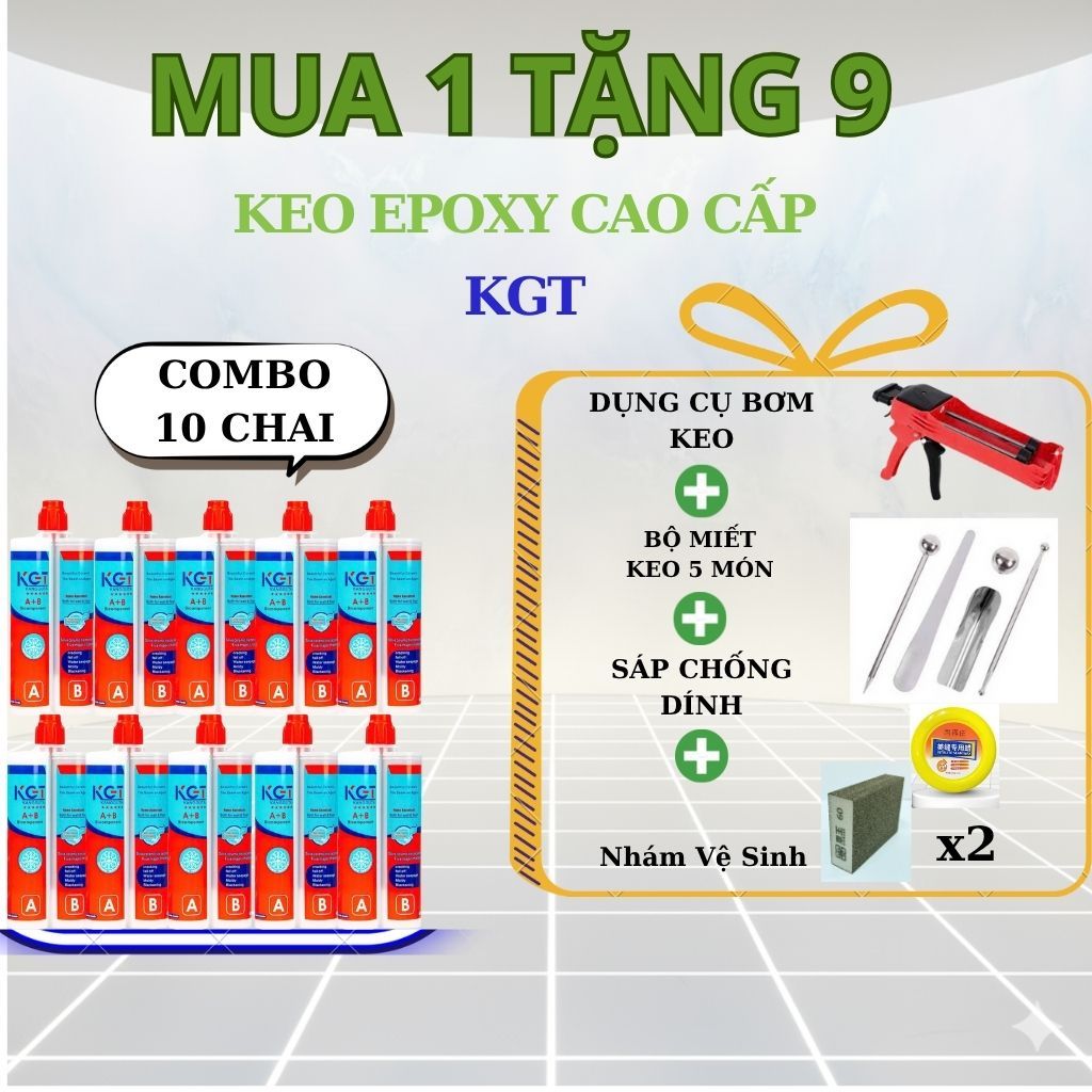 Combo 10 và combo 15 Keo chà ron KGT Epoxy 2 thành phần cao cấp