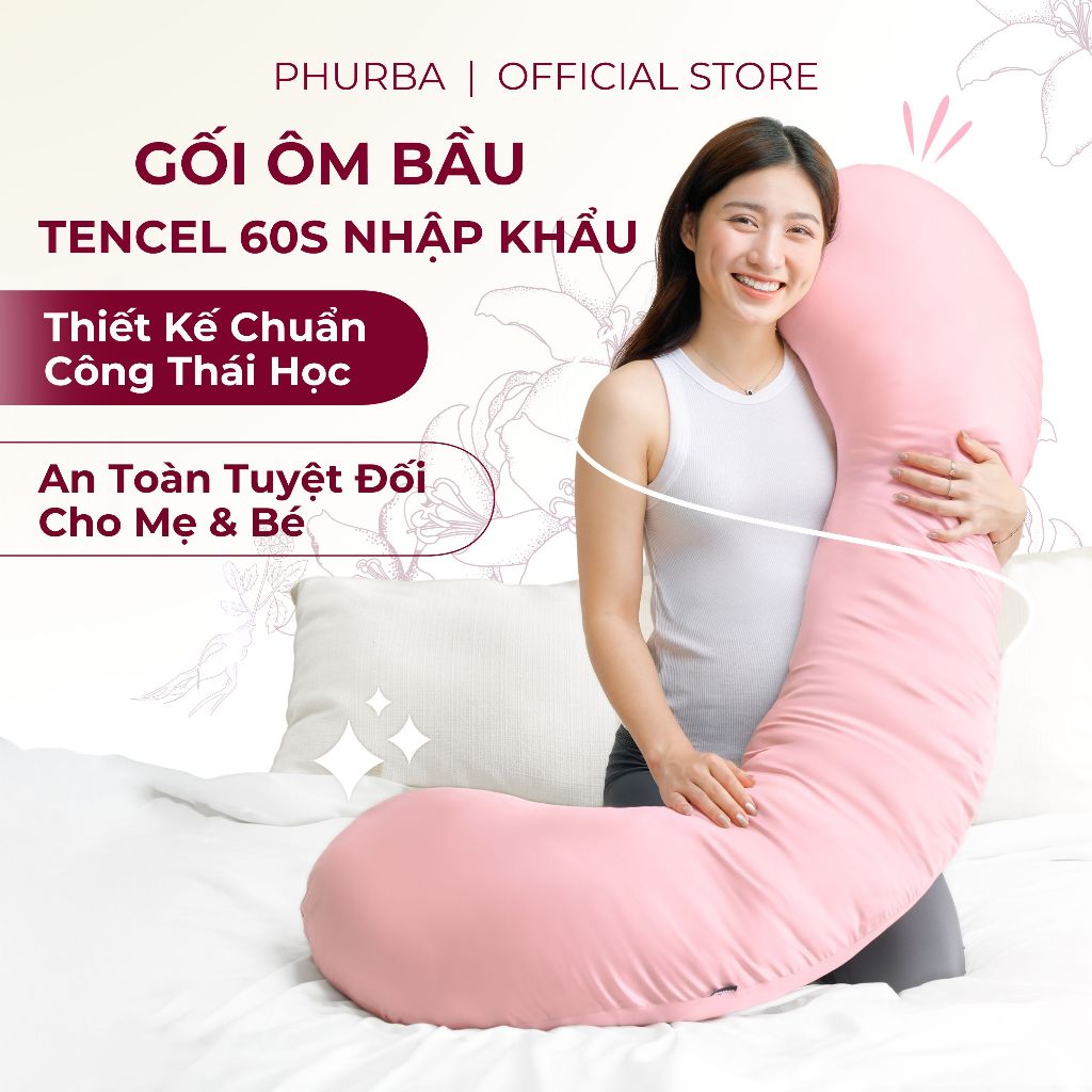 Gối Ôm Bầu Nâng Bụng Đa Năng Tencel 60s Cao Cấp Demee By Phurba - Gối Bầu Nâng Đỡ Toàn Diện Cho Mẹ Bầu Ngủ Sâu Giấc