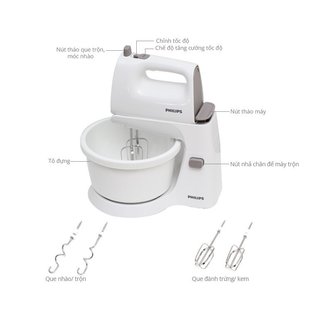Máy đánh trứng để bàn Philips HR1559 - Hàng Chính Hãng - Bảo Hành 24 Tháng