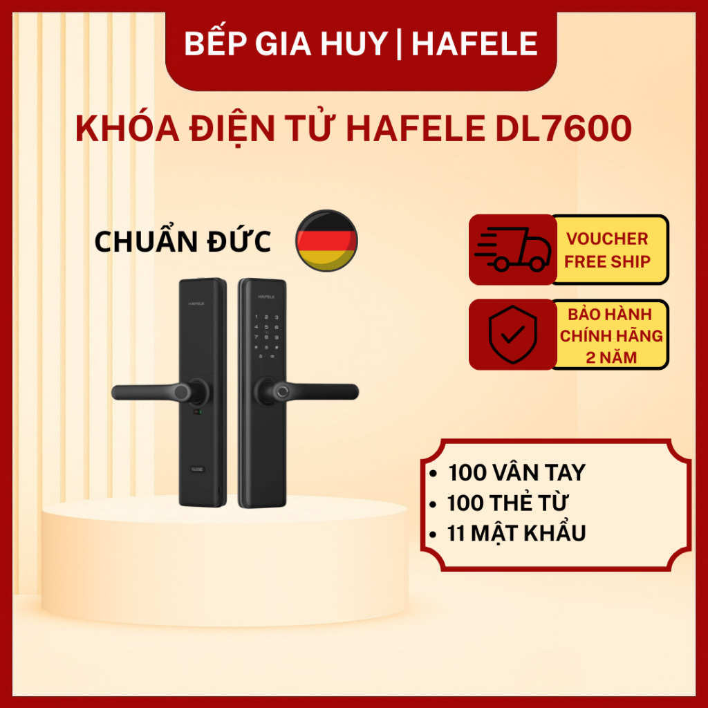 Khóa điện tử thông minh Hafele DL7600 (Không bao gồm Pin) 912.20.237