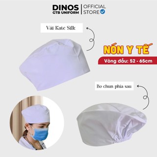 Nón Y Tế Vải Trắng Dinos Cho Bác Sĩ, Dược Sĩ, Điều Dưỡng Chất Kaki Thun Dày Dặn