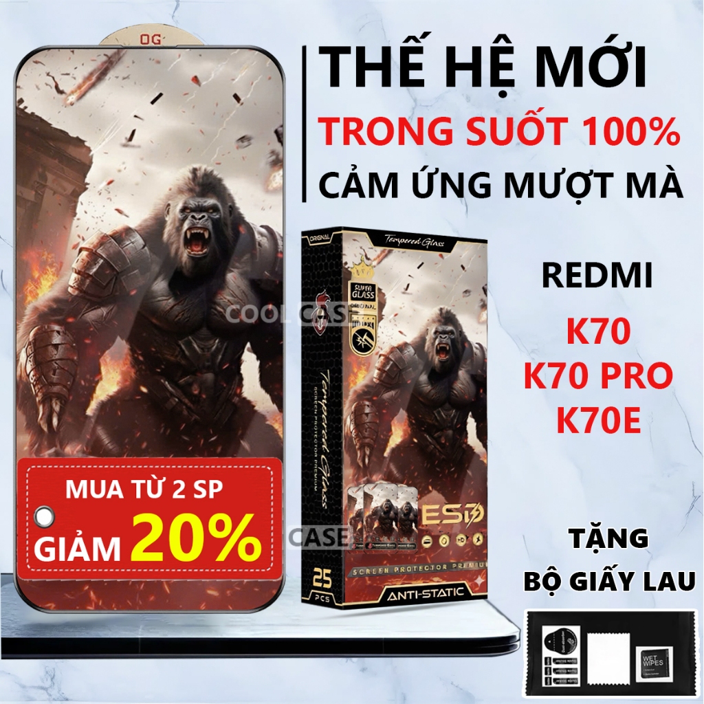 Kính cường lực chiến binh Redmi K70 / K70 PRO /K70E full màn, chống va đập, chống bám vân tay,bảo vệ