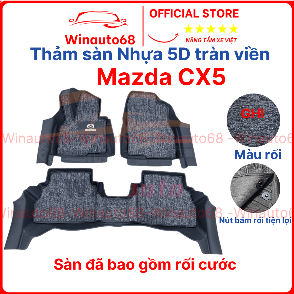 Thảm sàn nhựa TPE 5D đúc nguyên khối xe Mazda CX5 CX-5 đời 2018- 2023, 2024