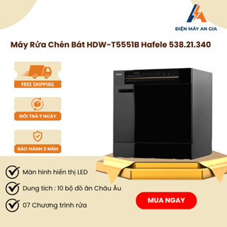 Máy rửa chén để bàn Hafele HDW-T5551B 538.21.340 – 10 bộ, 7 chương trình rửa, công suất 1620W - PEB