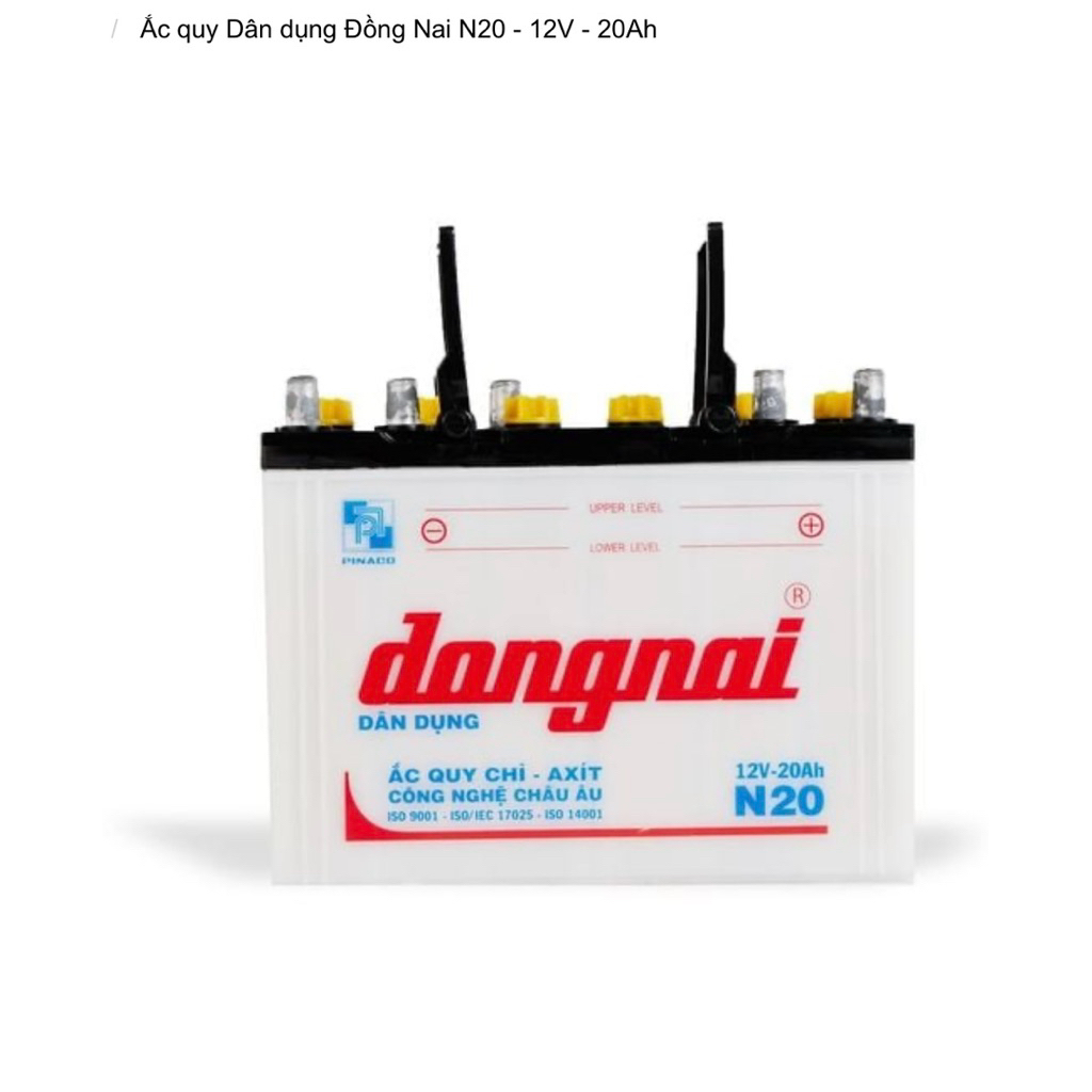 Bình 12v dân dụng đồng nai N20 | 12V - 20ah ( tặng acid châm bình )