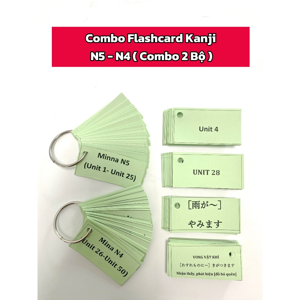 Combo Flashcard Kanji - Từ Vựng N5 - N4 Combo 2 bộ (Bản mới nhất)