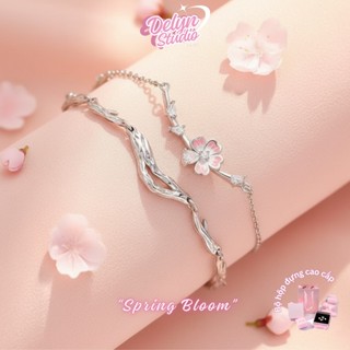 [Quà 8/3] Vòng Tay Đôi "Spring Bloom" Titanium Không Gỉ Lắc Tay Tặng Người Yêu Nam Nữ Freesize-MF11