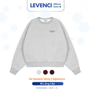 Áo Sweater Nỉ Lông Cáo Form Boxy Unisex Levenci Premium Size M-L-XL/ Singature