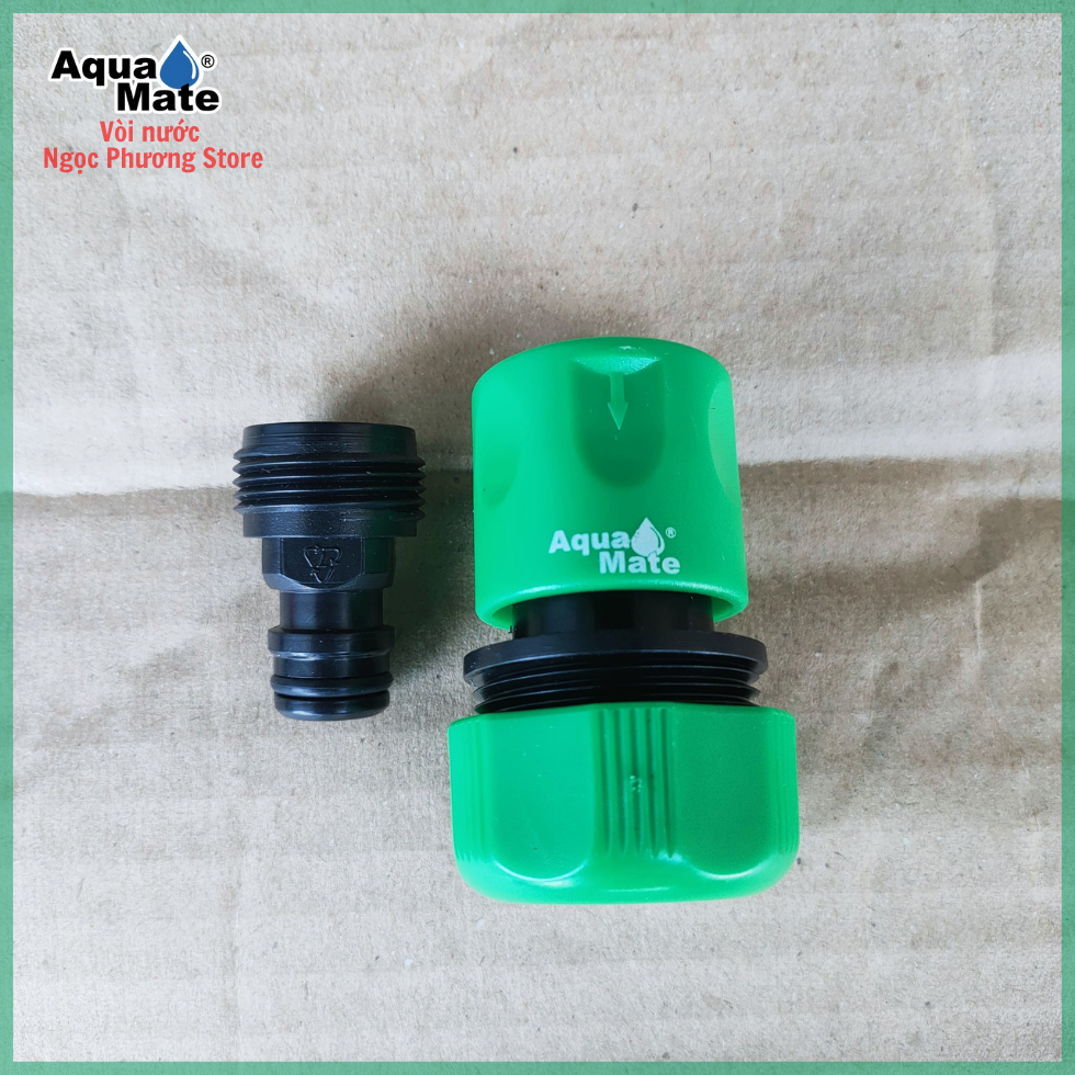 COMBO 2 cút nối AQUAMATE nối ống mềm 18mm-21mm và vòi tưới cây REN TRONG 27mm(¾”) – W3180 kèm W3090