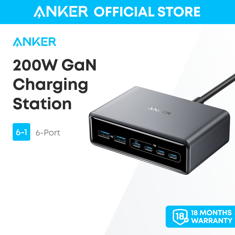 Anker Prime 200W GaN Sạc 6 Cổng USB-C PD Fast Charging Desktop Charger, Sạc Nhanh Cho Laptop, Điện T