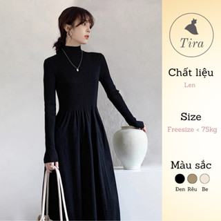  Váy bầu dáng xoè TIRA MAMA VL660 Váy len bầu dài tay thời trang đẹp mặc công sở 