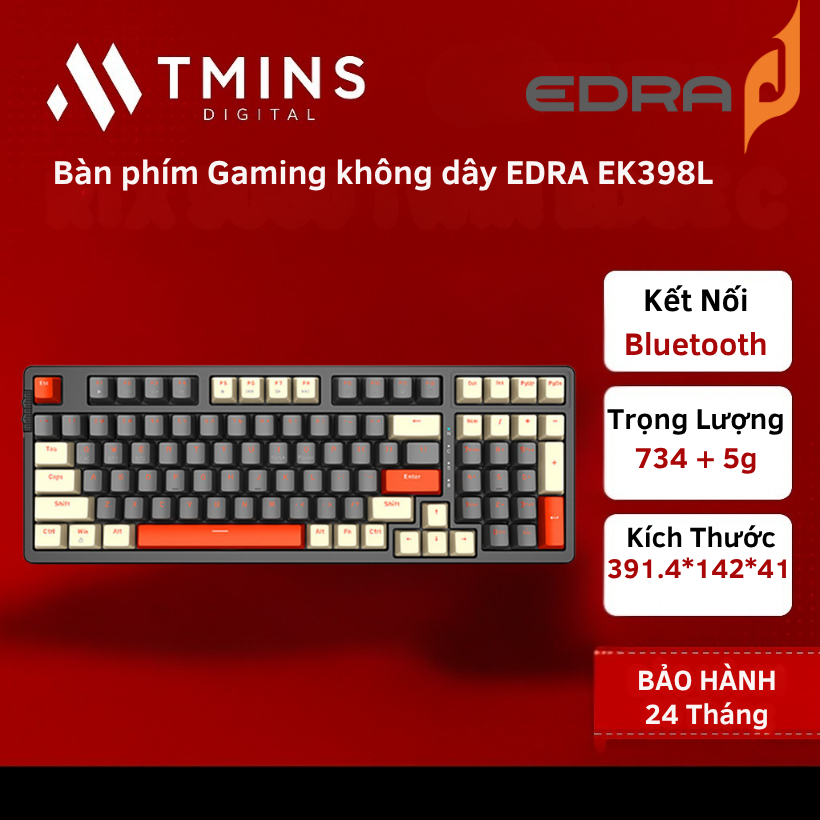 Bàn phím Gaming không dây EDRA EK398L