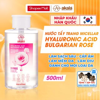  Nước Tẩy Trang Micellar akala Hyaluronic Acid Bulgarian Rose Làm Sạch Cấp Ẩm Dịu Da 500ml 