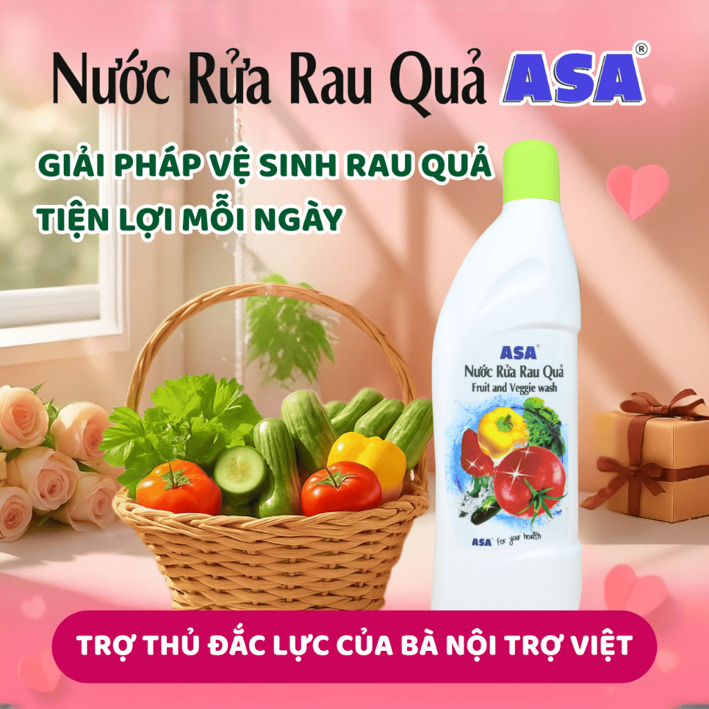Nước Rửa Rau Quả ASA - Loại bỏ Vi Khuẩn, Hóa Chất khỏi bề mặt Rau Sống, Trái Cây, Củ Quả