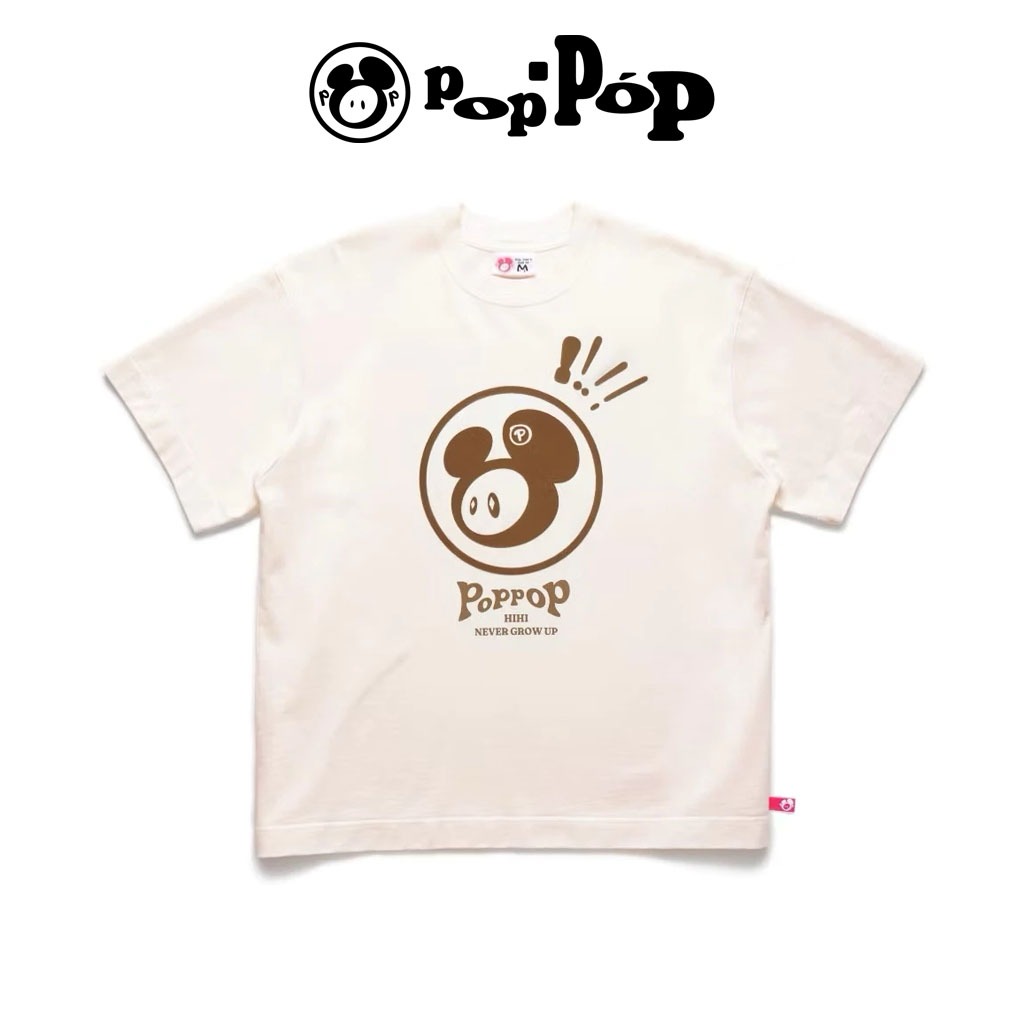 POPPOP Áo Thun Poppop hihi Mascot PP Tee 100% Cotton Form Boxy Unisex - Cream