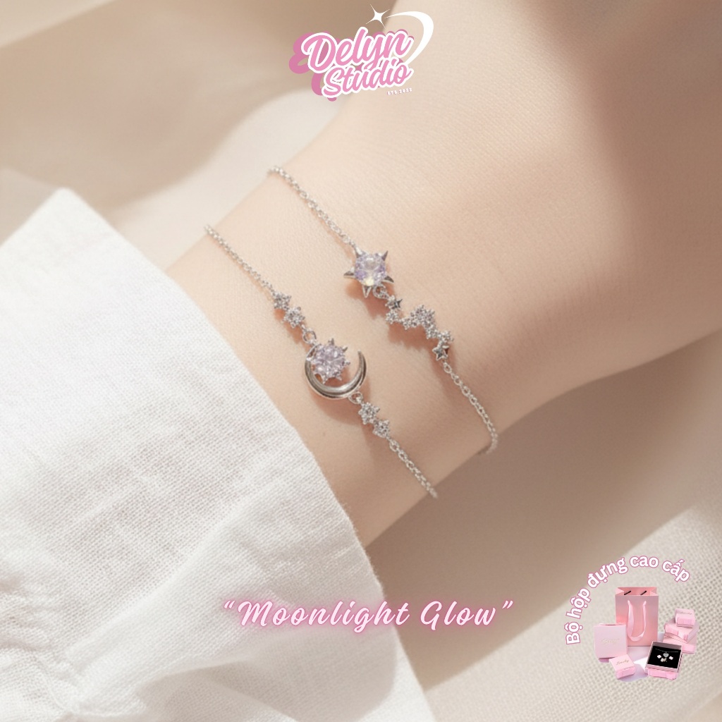 [Quà 8/3] Vòng Tay Đôi "Moonlight Glow" Titanium Không Gỉ Vòng Tay Tặng Người Yêu Nam Nữ Freesize-MF