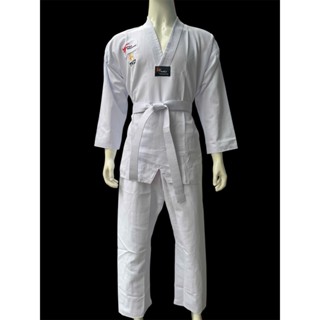  Võ Phục Taekwondo vải Sọc chữ K tặng kèm logo thêu và đai trắng nhập môn có size từ 90cm - 190cm 