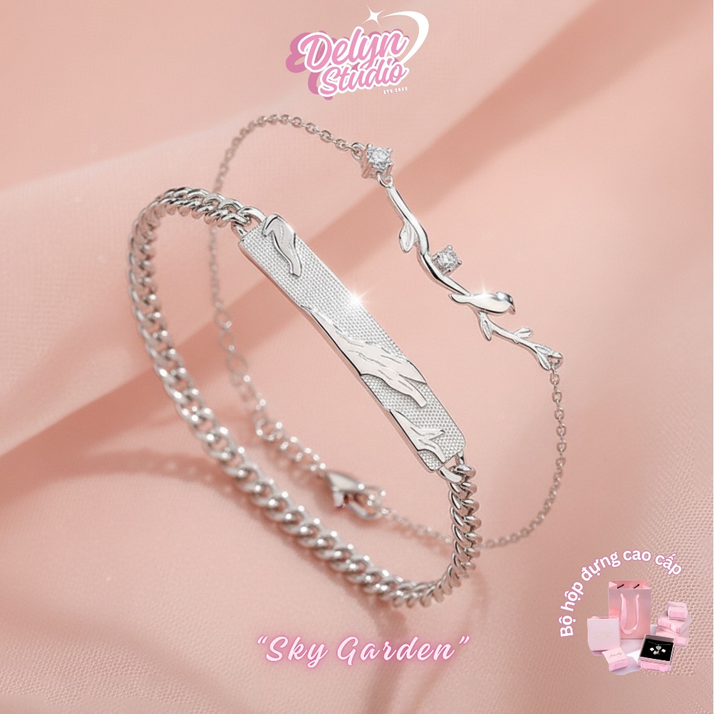 [Quà 8/3] Vòng Tay Đôi "Sky Garden" Titanium Không Gỉ Vòng Tay Tặng Người Yêu Nam Nữ Freesize-MF24