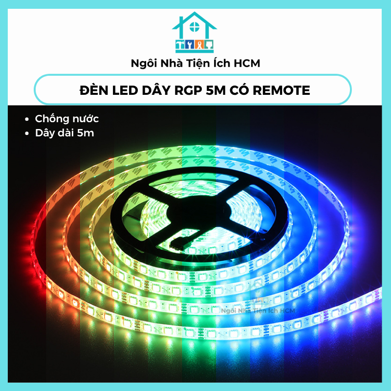 Đèn LED Dây RGP Decor Phòng Cuộn Dây Trang Trí Bọc Silicon Chống Nước Điều Khiển Bằng Remote