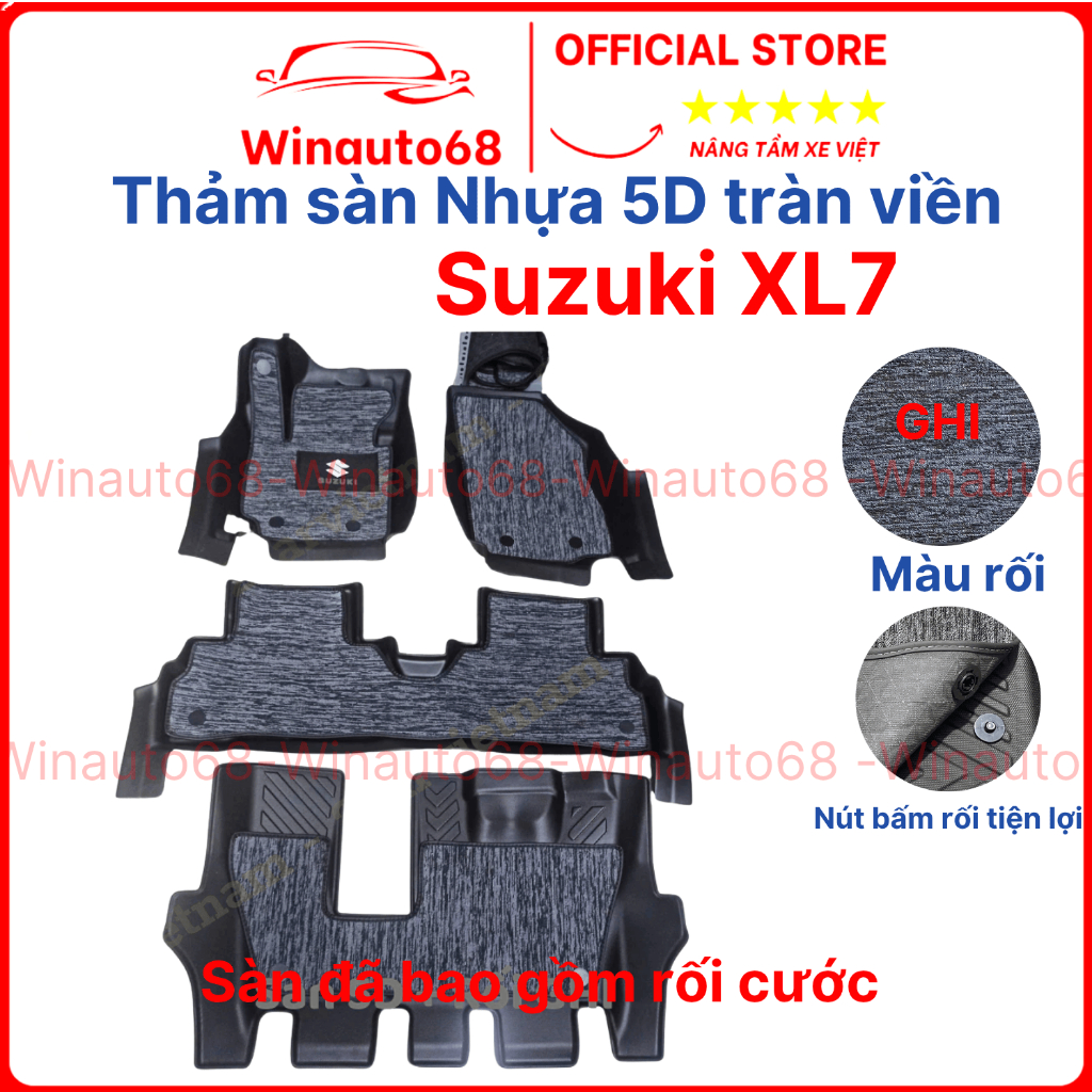 Thảm lót sàn tràn viền NHỰA 5D xe Suzuki XL7/ Ertiga ( Chữ XL7) đời 2018- 2023,2025 Thảm nhựa TPE 5D