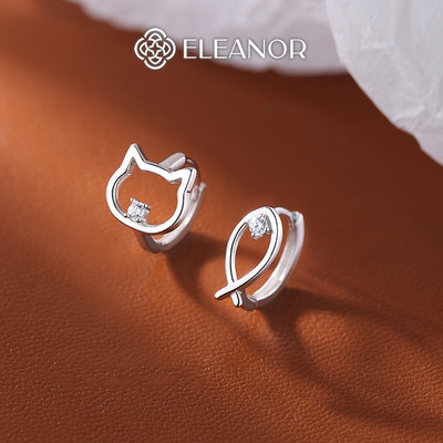 Bông tai nữ chuôi bạc 925 Eleanor Accessories hình cá mèo phụ kiện trang sức khuyên tai 10755